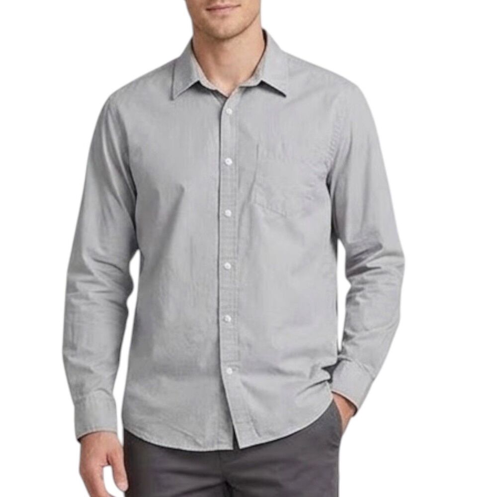 Eddie Bauer Mens Large Legend Wash Long Sleeve Button Front Shirt Gray Classic
